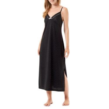 Imagem de Camisola Poá Longa - Lohe, Preto, GG