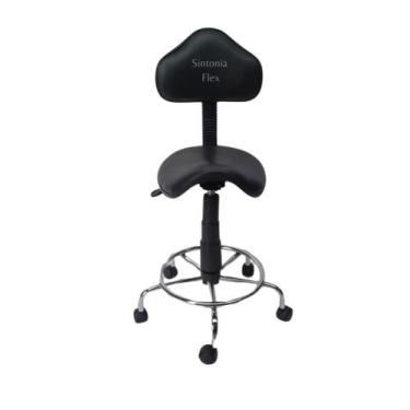 Imagem de Cadeira Sela Estetica Estrela Cromada Corano Preto - Sintonia Flex