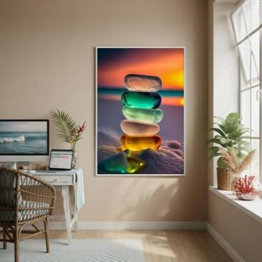 Imagem de Quadro Decorativo Vidros Marinhos Reluzentes-70X50Cm - Quadros On-Line