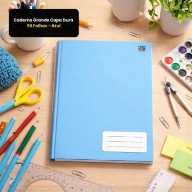 Imagem de Caderno Grande Capa Dura 96 Folhas - Azul - Animativa