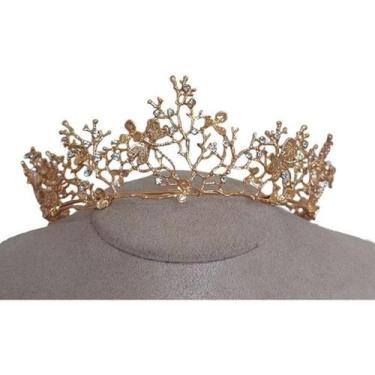 Imagem de Coroa Cabelo Noiva Strass Dourada Debutante 15 Anos - De Castro Joias