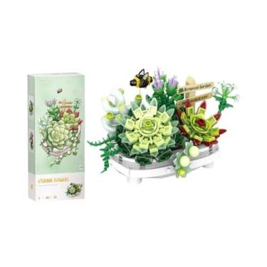 Imagem de Mini Buquê 3D De Blocos De Montar: Flor De Cerejeira, Suculentas E Bon