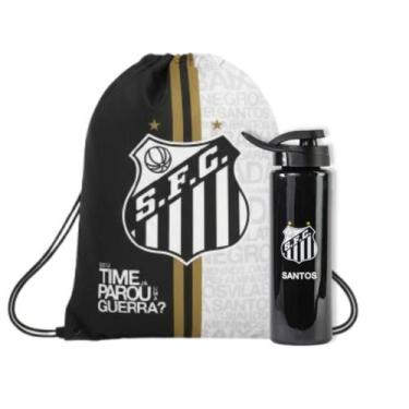 Imagem de Kit Mochila Sacola Porta Chuteiras e Garrafa Squezee Santos Oficial