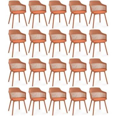 Imagem de Kit 20 Cadeiras de Jantar Estofada Marcela - Marrom - Magazine Decor