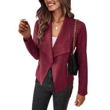 Imagem de Casaco PRETTYGARDEN Feminino Jaqueta Cropped de Camurça Sintética Vinh