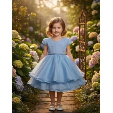 Imagem de Vestido Infantil Princesa Pérola Festa Luxo Saia De Brilho - Algodoão 