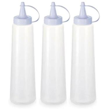 Imagem de Kit 3 Bisnagas Plásticas Grandes 400ml para Molhos Maionese Plasvale L