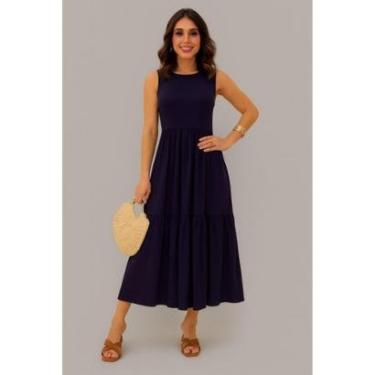Imagem de Vestido Midi Duas Marias Regata D Bell Outlet Fashion Azul-Feminino