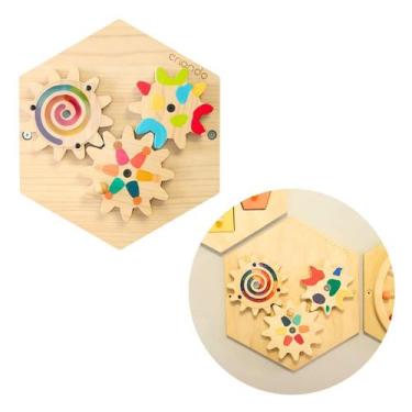 Imagem de Painel Sensorial Colmeia Engrenagens Brinquedos Educativos Infantil In