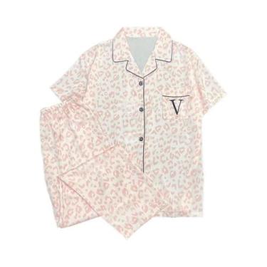 Imagem de Conjunto De Pijamas Em Três Peças Para Mulheres Com Estampa De Leopard