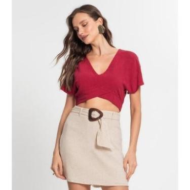 Imagem de Blusa Cropped Feminina Em Linho Endless Vermelho-Feminino