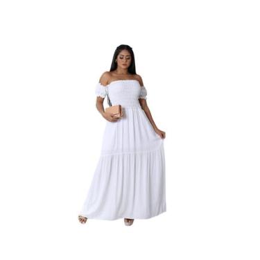 Imagem de Vestido  elastex longo  de tecido viscolinho com  forro - LAJMA STORE,