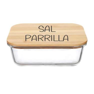 Imagem de Pote Hermético Vidro e Tampa de Bambu (600 ml) Sal Parrilla - Casa Vit