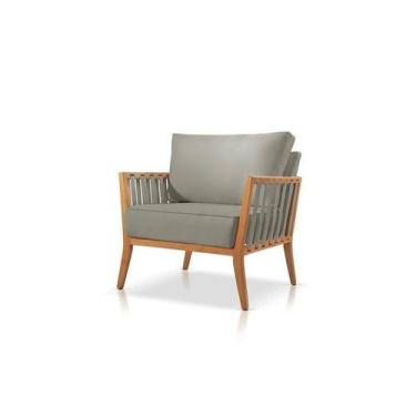 Imagem de Poltrona Safira Suede Cinza Decorativa Sala Estar Confortável - Poltjá