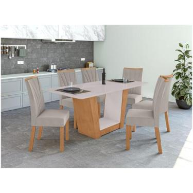 Imagem de Mesa de Jantar 6 Cadeiras Retangular Frassino e Off White Móveis Lopas