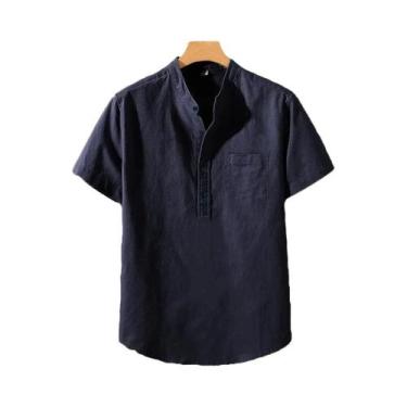 Imagem de Camisa Casual Masculina De Verão Em Cor Sólida Com Manga Curta, Design