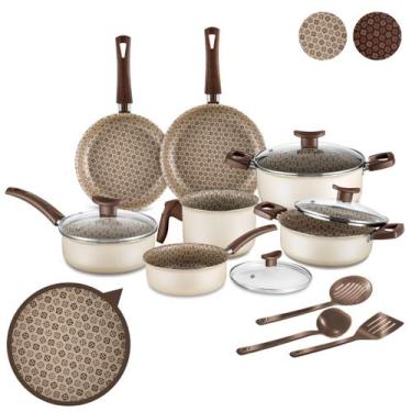 Imagem de Jogo de Panelas 10 Peças Alumínio Antiaderente Premium Com Utensílios 
