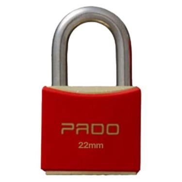 Imagem de Cadeado de Aço 20mm Capa Termoplástica Vermelha PADO