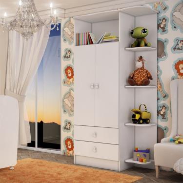 Imagem de Roupeiro Infantil 2 Portas 2 Gavetas Em Mdp Percasa Branco