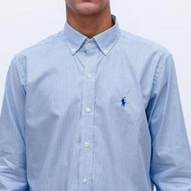 Imagem de Camisa Social Masculina Ralph Lauren Listrada Azul Claro-Masculino