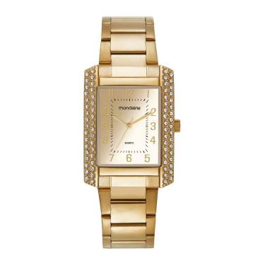 Imagem de Relogio Mondaine Feminino Ref: 32842lpmvde1 Retangular Dourado