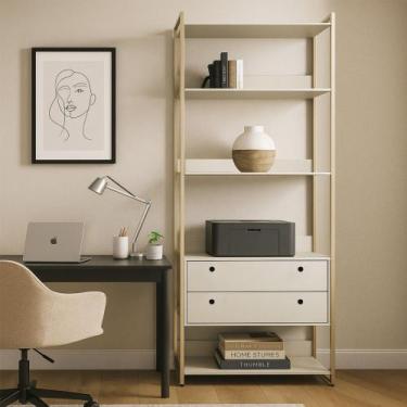 Imagem de Closet Industrial Estante 2 Gavetas 5 Prateleiras Off White - Olivar M