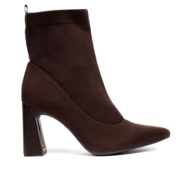 Imagem de Bota Feminina Via Marte Tech Knit Salto Bloco Marrom, Marrom, 36