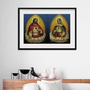 Imagem de Quadro Sagradro Coração de Jesus e Maria - 60x48cm