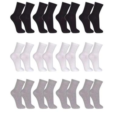 Imagem de Meias Masculino Kit 12 Pares Sport Casuais do 37 ao 43, Lisa colorida