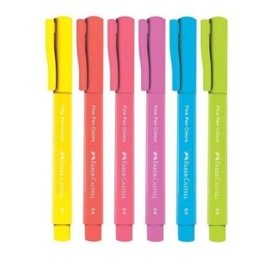 Imagem de Caneta Ponta Fina, Faber Castell, Fine Pen Colors - 6 Cores Tropical