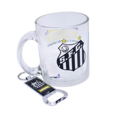 Imagem de Caneca De Vidro Com Abridor De Garrafas 350ml - Santos - mileno
