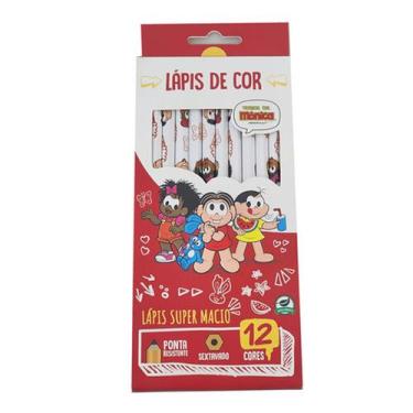 Imagem de Lápis De Cor Turma Da Mônica 12 Cores Pintura Infantil Arte - Lyke