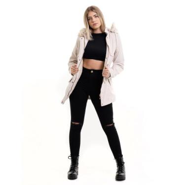 Imagem de Jaqueta Parka Feminina plusize Forrada Inverno severo - GENÉRICA, Bege