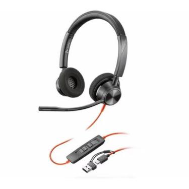 Imagem de Headset Poly Plantronics Blackwire C3320 USB C com Adaptador USB A par