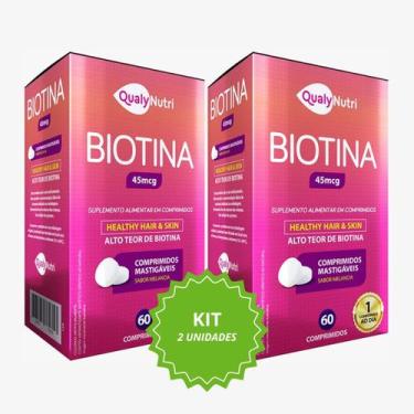 Imagem de Kit 2 BIOTINA MASTIGAVEL 45MCG C/60 COMP QUALYNUTRI