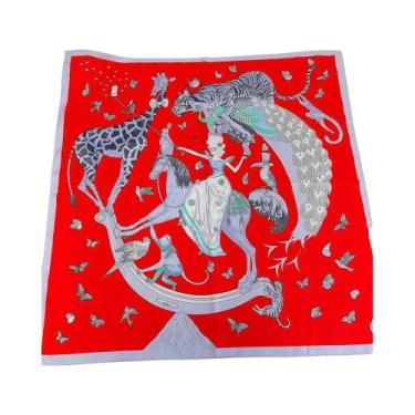 Imagem de Lenço De Seda Luxuoso Para Mulheres, Xale De Twill Com Acabamento Manu