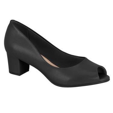 Imagem de Sapato Scarpin Feminino Beira Rio Casual Salto Grosso Bico Aberto Conf