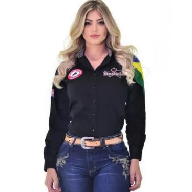 Imagem de Camisa Country Radade Feminina Bordada Peão de Boiadeiros Barretos HC,
