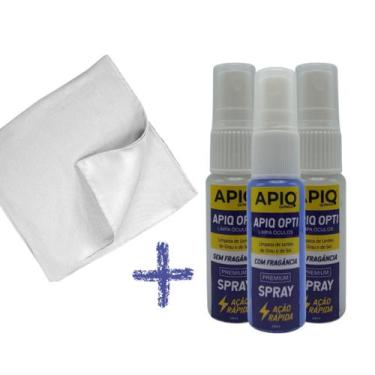 Imagem de Spray Limpa Lentes - Kit Com 3 Unidades + Flanela Microfibra - Azul e 