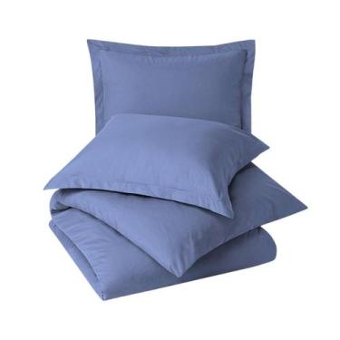 Imagem de Kit 2 fronhas par 400 fios 50 x 70 com abas - Casa Luxor, Azul Navy