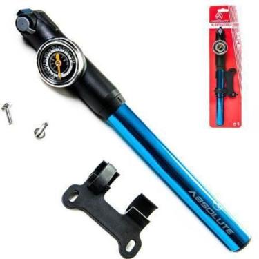 Imagem de Bomba De Ar Encher Pneu Bike Absolute Manômetro C/ Mangueira, Azul