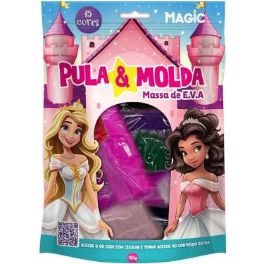 Imagem de Massa de Modelar Criativa Pula e Molda Princesas 150g com 15 Cores Cia do Pula