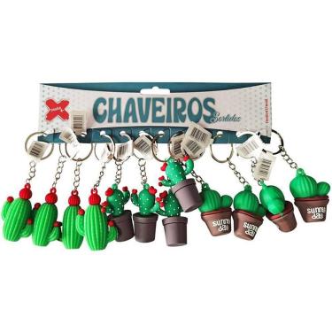 Imagem de Chaveiro Cactos 5cm Blister com 12 Peças Verde Make+