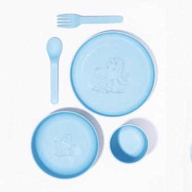 Imagem de Kit Alimentação Infantil Leo Petit Piá 5 Peças Prato Talher