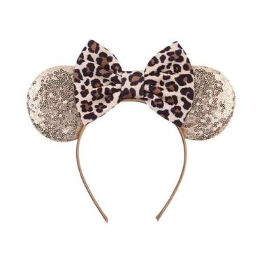 Imagem de Tiara De Orelhas De Leopardo Para Meninas, Faixa De Cabelo Com Laço Mo
