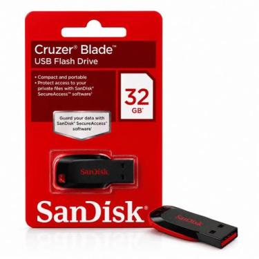 Imagem de Pendrive SanDisk Cruzer Blade 32GB USB 2.0 SDCZ50-032G Preto Vermelho