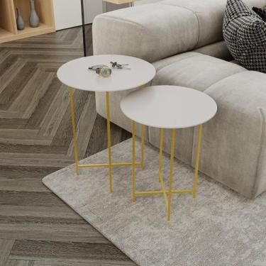 Imagem de Conjunto Mesa Lateral de Canto Rome 57cm x 45cm x 45cm Cinza - Previle