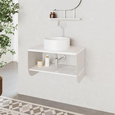 Imagem de Armário para Banheiro Slide Curve Suspenso sem Portas sem Gavetas Aço e MDP 65CM Branco Compace