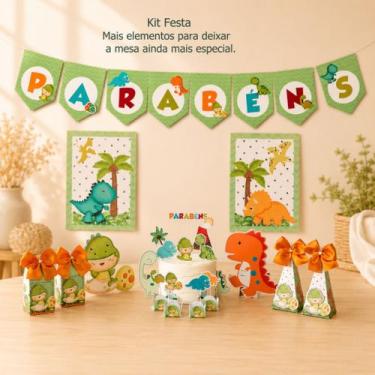 Imagem de Kit Festa Dinossauro Baby, Decoração Infantil Completa, Topo de Bolo e