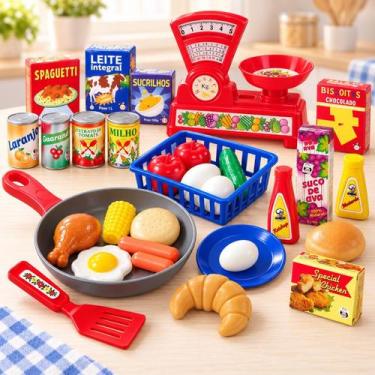 Imagem de Kit Cozinha Infantil com 34 Utensílios e Comidinhas Educativas de Brin